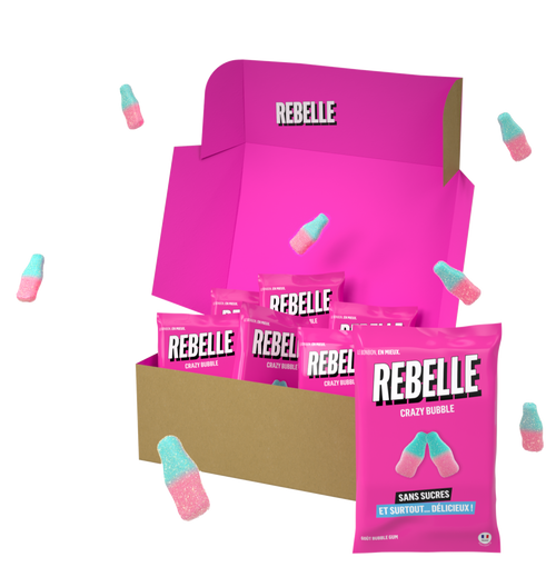 Bouteilles rose et bleu sans sucres