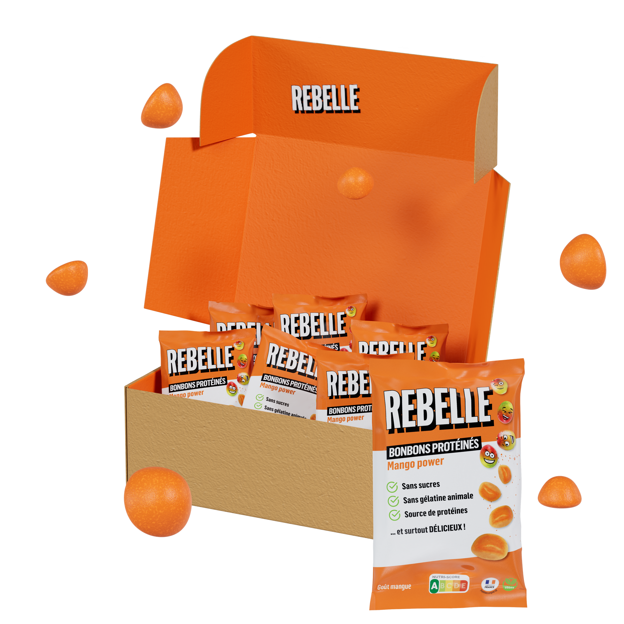 Bonbons protéinés mangue