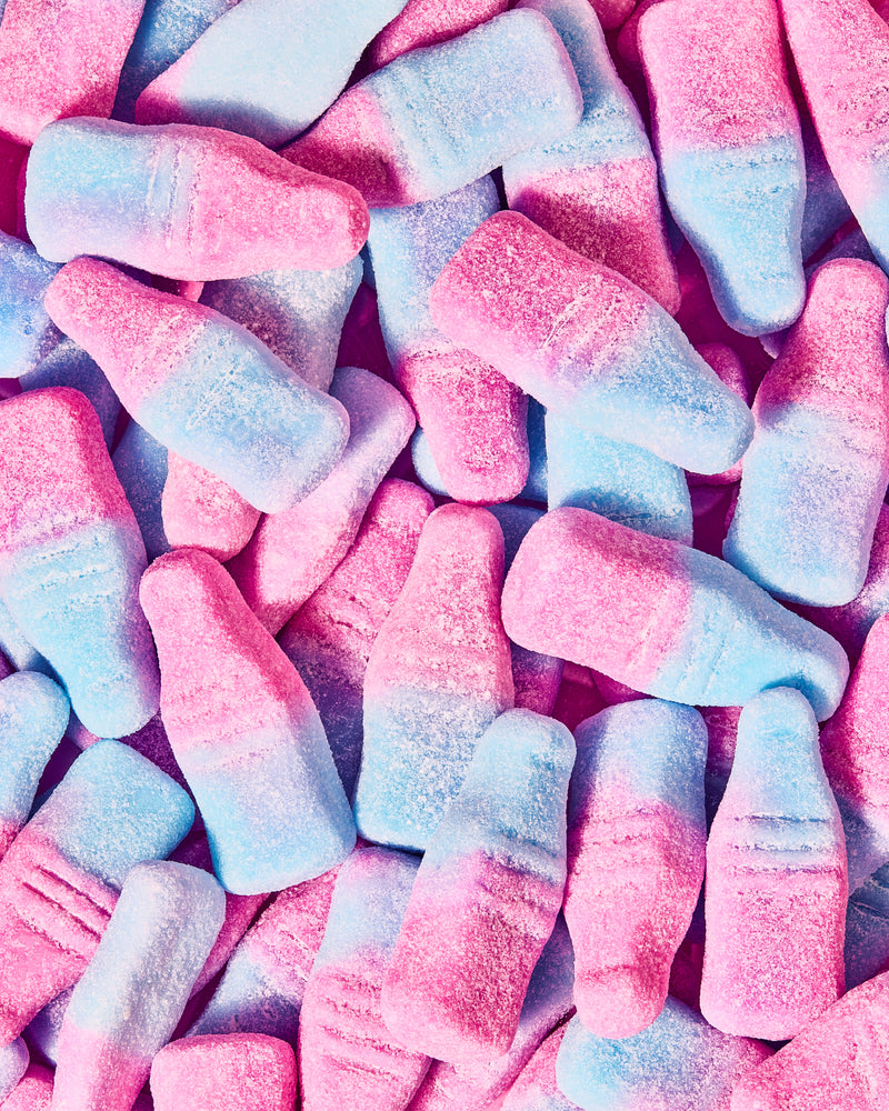 Bouteilles rose et bleu