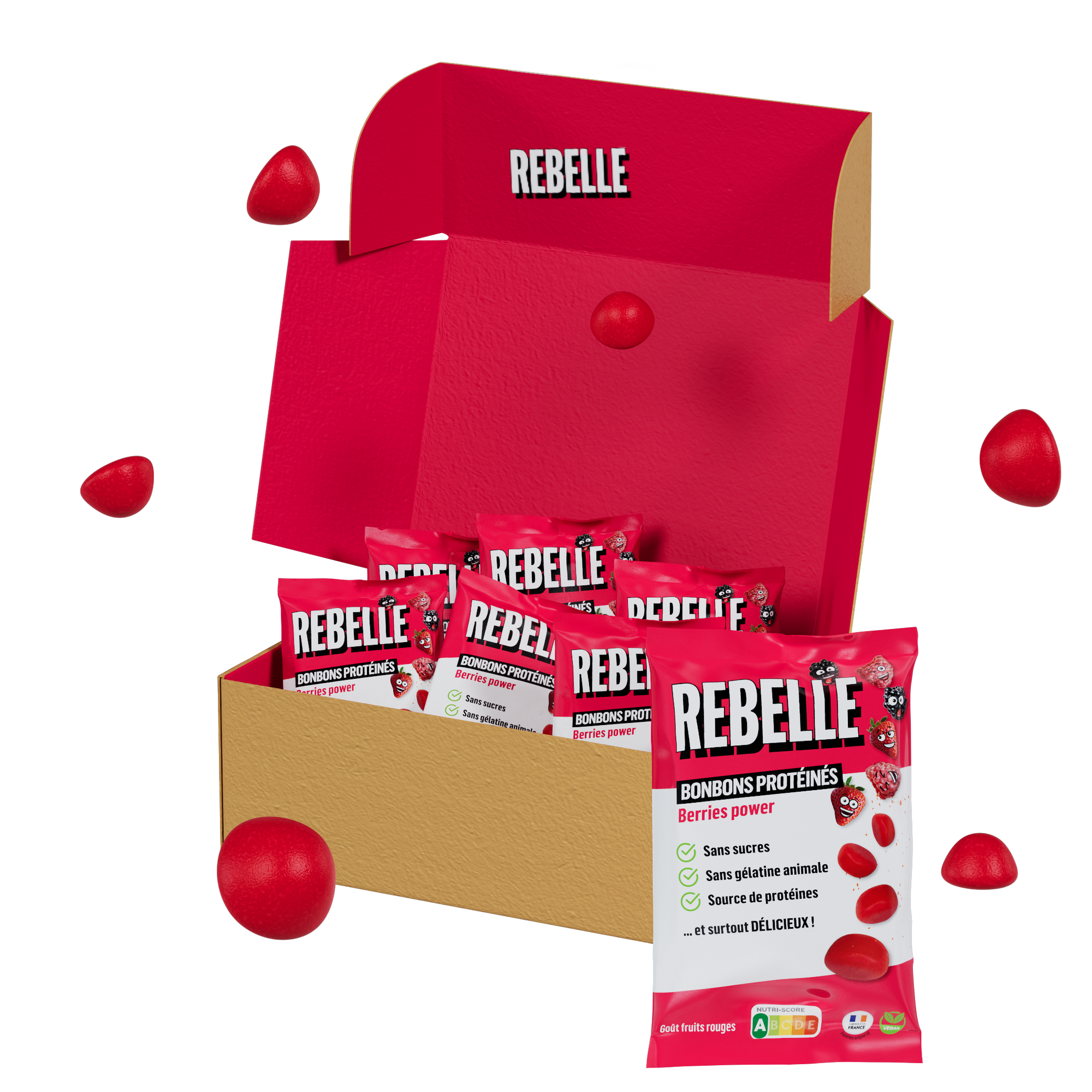 Bonbons protéinés fruits rouges